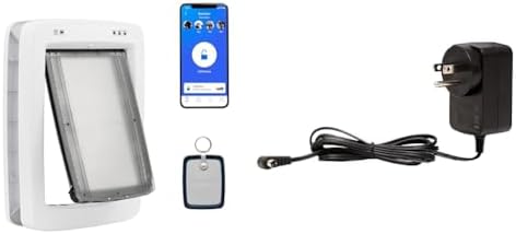 Bundle of PetSafe SmartDoor Connected Pet Door & Power Adaptor - Selective Entry and Exit for Dogs and Cats - App Enabled Pet Door, Smartphone Controlled, Custom Schedules, Multiple Pets - Large