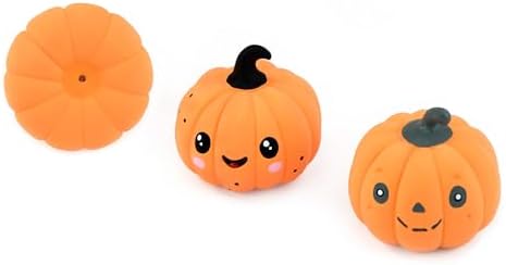 CHIWAVA 3PCS 2.4" Squeak Halloween Pumpkin Latex Dog Toy Set for Small Dogs