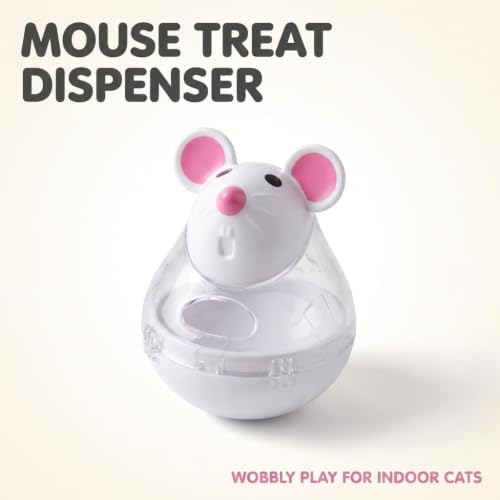 Beige Interactive Cat Toy, Mouse Shape Treat Dispenser, Food Storage Holder for Indoor Cats and Kittens, Cat Mice and Animals Toys for Pet Increases IQ Interactive & Food Dispensing