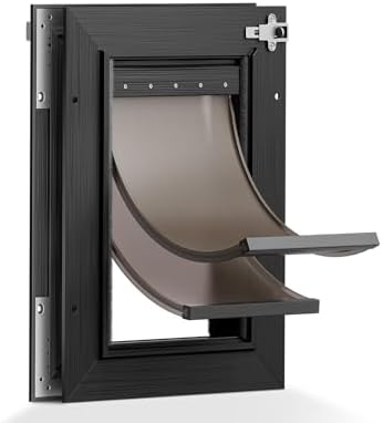 2-Flap Aluminum Small Dog Door for Interior & Exterior Door with Dual Locks | Magnetic Flaps, Energy-Efficient, Closing Panel, Adjustable Tunnel, Strong Seal, Never Rust, Easy Install, Pet Up 22 LB