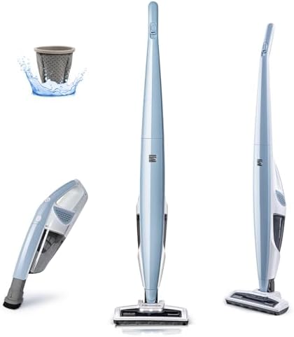 Kenmore DS1020 16V Cordless Stick Vacuum Lightweight 2-in-1 Handheld | LED Headlight with 2-Speed Power Control for Hardwood Floor, Carpet & Pet Hair, Gray-Blue