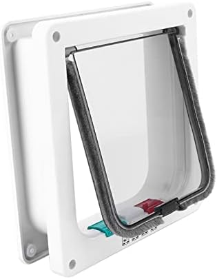 M Size Smart Cat Door, 4 Way Lockable Pet Flap for Cats and Small Dogs, with Weatherproof Double Flap, Easy DIY Installation