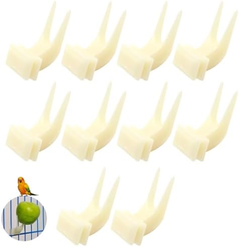Bird Food Feeder for Cage, Bird Parrots Cage Food Holder Fruit Feeder Fork Set of 10 Fruit Vegetable Feeding Tool Feeding Forks for Cockatoos Treats