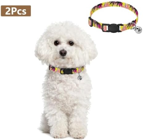 Black Palm Trees Watercolor Easy to Wear Dog Collar 2 Pack Collars for Cats