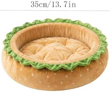 3‑in‑1 Hamburger Shaped Dog Bed, Snuffle Mat Interactive Enrichment Toy with Detachable Washable Cover, Soft Stress Relief Plush Pet Nest for Small and Medium-Sized Dogs, Indoor Comfort Use，Type A