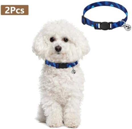 Blue Jellyfish Deep Blue Cat Collars 2 Pack Cat Neck Collar Adjustable Length 10.6" to 17.1"
