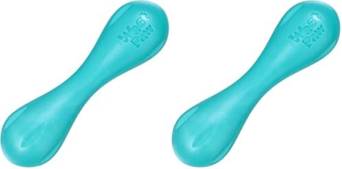 WEST PAW Zogoflex Hurley Dog Bone Chew Toy – Floatable Pet Toys for Aggressive Chewers, Catch, Fetch – Bright-Colored Bones for Dogs – Recyclable, Dishwasher-Safe, Non-Toxic, Small, Teal (Pack of 2)