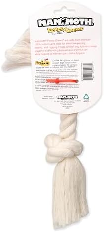 Mammoth Pet Products Dog Flossy Chews 100-Percent Cotton White Rope Bone, Medium, 12-Inch (10004V), All Breed Sizes