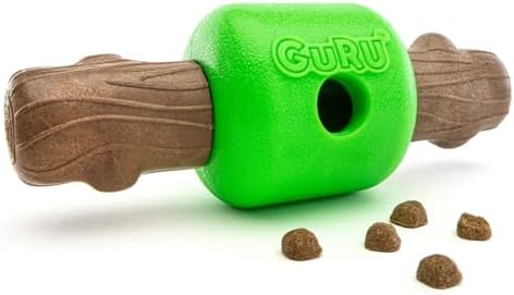 GURU Large Spin & Treat Stick Toy- Interactive Dog Toy with Spinning Treat Dispenser- Durable Dog Stick Toy with Bacon-Flavored Ends for Safe Chewing & Dental Fun-Dog Treat Toys Keep Dogs Busy & Happy