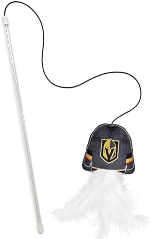 Pets First NHL LAS Vegas Golden Knights Team Jersey Wand with CAT NIP, Cat Toy Jersey Shaped Plush Teaser Toy for Cats & Kittens - Interactive Pet Toy for Play & Exercise