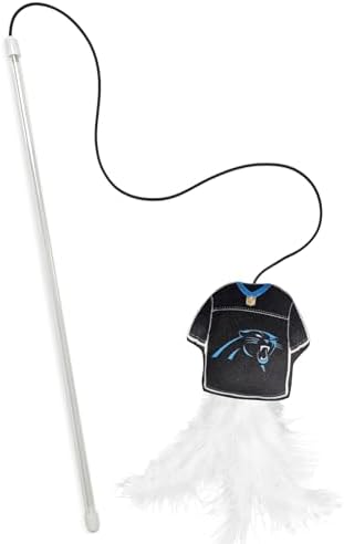 Pets First NFL Carolina Panthers Team Jersey Wand with CAT NIP, Cat Toy Jersey Shaped Plush Teaser Toy for Cats & Kittens - Interactive Pet Toy for Play & Exercise