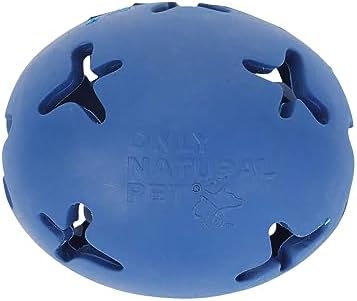 Only Natural Pet Rubber Boredom Buster Treat Stuffer Dog Toys - Interactive Stuffable Feeder Dispenser Fillable Durable Play Puppy Medium Large XS Chew Pup Hide Holder Easy Refill -RubberBall/DarkBlue