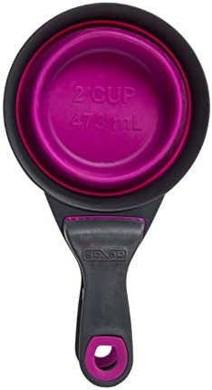 Dexas Pets Collapsible KlipScoop Collapsible Dry Dog Food Scoop and Dog Food Bag Clip, 2 Cup Capacity, Fuchsia (Pack of 2)