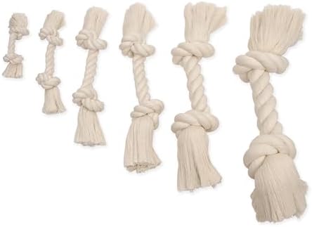 Mammoth Pet Products Dog Flossy Chews 100-Percent Cotton White Rope Bone, Medium, 12-Inch (10004V), All Breed Sizes