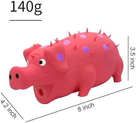 Andiker Dog Squeaky Toy, Dots Latex Dogs Chew Toys with a Oinks Sound Squeaker Grunting Pig Dog Toy Durable Self Play 8" Dogs Squeeze Toy for Dental Biting Chasing to Kill Boring Time (Pink)