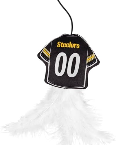Pets First NFL Pittsburgh Steelers Team Jersey Wand with CAT NIP, Cat Toy Jersey Shaped Plush Teaser Toy for Cats & Kittens - Interactive Pet Toy for Play & Exercise