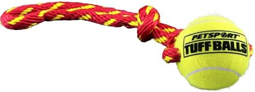 PetSport Fling Thing Dog Ball on Rope Toy, 12" Tennis Ball Rope for Fetch and Tug of War - 2.5" Tuff Ball with Non-Abrasive Felt, Non-Toxic, Durable Toy for Small and Medium Dogs