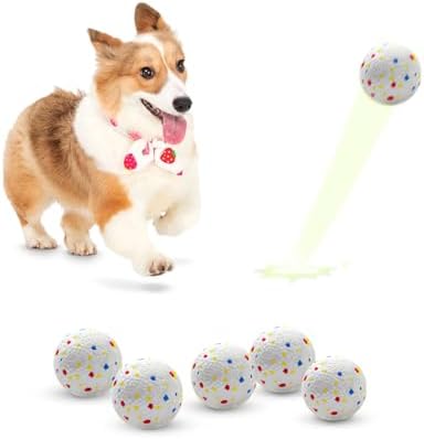 MEKAPLE Dog Toy Balls, 2.2 Inch Mini Durable Rubber Chewing Ball, Lightweight Interactive Fetch Ball for Small & Medium Dogs, Teeth Cleaning & Stress Relief Pet Toy 6 Pack