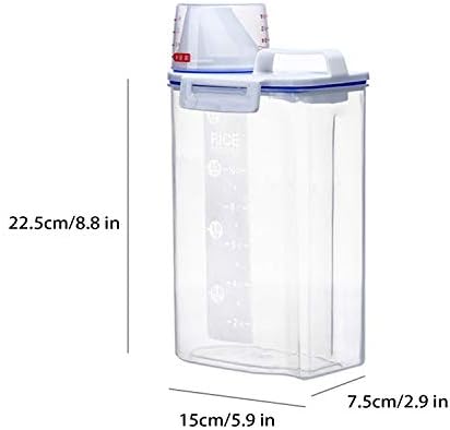 Rocutus Pet Food Storage Container,Portable Cat Dog Food Container With Measuring Cup,4 Seal Buckles Food Dispenser for Regular Food,Dogs, Cats, Birds (White Blue)