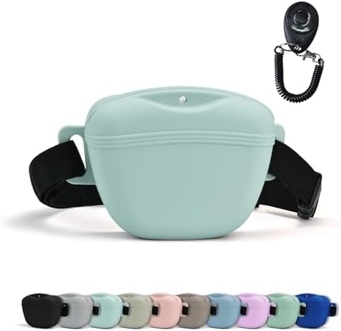 AUDWUD Magnetic Silicone Dog Treat Pouch with Adjustable Belt