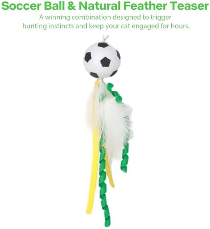 Official FIFA World Cup 2026 Edition, Interactive Cat Toys for Indoor Cats, Automatic String Feather Wand Teaser Enrichment Toy, USB-Rechargeable, Chase Exercise, Hanging Cat Door Frame Toy