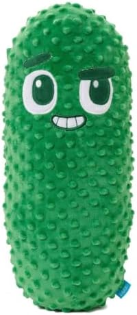 Big Dill Bill Pickle Dog Toy Plush Squeaky Crinkle Stuffed Dog Toy for Small Medium and Large Dogs Packed with Fluff Dual Squeakers Soft Green Chew Toy for Indoor Play and Cuddling