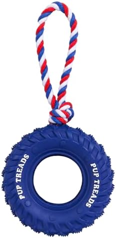 SCHITEC Dog Chew Toy with Rubber Tire & Tug of War Rope for Medium Large Dogs Aggressive Chewers, Interactive Fetch Play Treat Dispenser Pull Toys