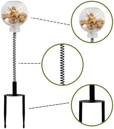2 Pack Cat Toys for Outdoor, Plastic Treat Ball with Spring and Metal Stake, Cat Treat Dispenser, Toy for Cats to Keep Them Busy, Kitten Toys