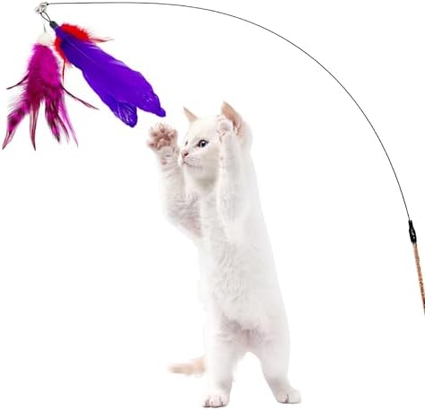 15 Pieces Cat Feather Toy Refills, Cat Toys Wand Replacement Attachments Assorted Feathers Toy for Indoor Cats