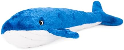 ZippyPaws Jigglerz - Zippy Paws Dog Beach Toy for Large and Small Dogs, Sea Animal Plush Toy with No Stuffing, Ocean Animals Themed Squeaky Interactive Dog Toys with Crinkle Head and Tail, Blue Whale