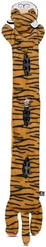 Smithsonian Longamals Tiger Plush Dog Toy – 40" Crinkle & Squeaky, Stuffing-Free Interactive Tug Toy for Medium & Large Dogs