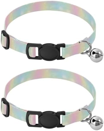 Pastel Rainbow Gradient Easy to Wear Kitten Collar 2 Pack for Kitten