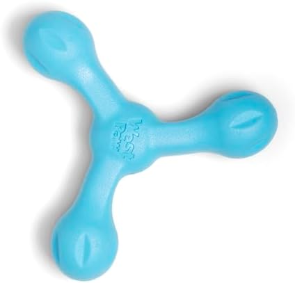 WEST PAW Zogoflex Air Skamp Tug-of-War Stick Dog Chew Toy – Hollow, Squishy Interactive Toy for Dogs, Puppies – for Chewing, Catch, Carry, Fetch, Dishwasher Safe, Latex-Free, Large 8.5", Aqua Blue