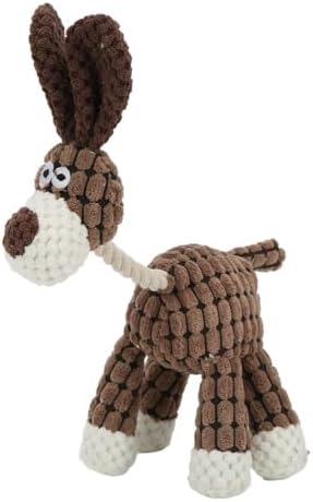 Pet Squeaky Chew Toy Interactive Durable Plush Dog Toy for Small Medium Large Breeds, Teeth Cleaning & Boredom Relief(Beige & Brown Goat)