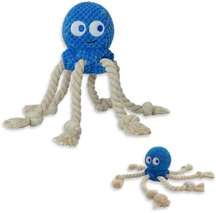 Cute Marine Animal Dog Squeaker Chew Toys, Interactive, Blue Octopus