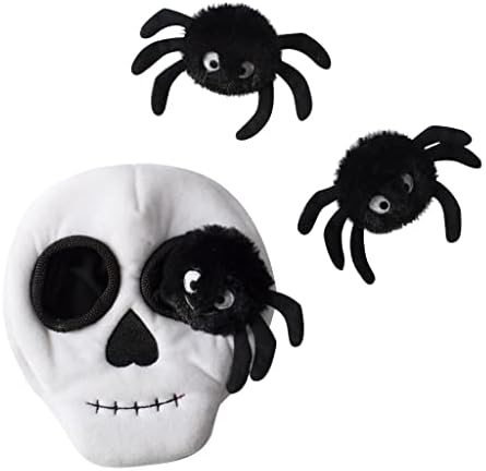 Fringe Studio Hide & Seek Burrow Plush Dog Toy, Skull with Spiders, 3 Piece Set, Pet Shop Collection (289206), Multicolored