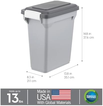 IRIS USA Dog Food Storage Container, Up to 13 lbs, Gray/Dark Gray