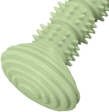Dog Rubber Chew Toy, Bone Shape Puppy Teething Toy with Massage Bumps, 5.59 in, for Small and Medium Dogs(Green)