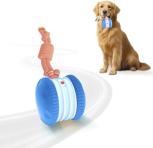 PJC Interactive Dog Toy – Automatic Electric Rolling Ball with Rope, Motion-Activated Play, Random Movement, Rechargeable, Ideal for Boredom Relief for All Dog Sizes