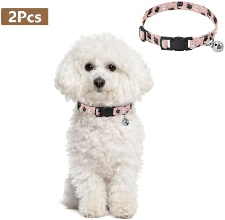 2 Pack Kitten Collar Cute Cats Cat Bell Collar, Adjustable Length 10.6" to 17.1"