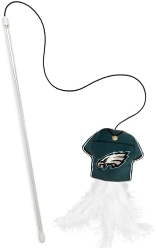 Pets First NFL Philadelphia Eagles Team Jersey Wand with CAT NIP, Cat Toy Jersey Shaped Plush Teaser Toy for Cats & Kittens - Interactive Pet Toy for Play & Exercise