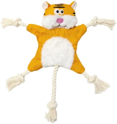 No Stuffing Crinkle Squeaky Dog Toy for Small Medium Puppies,（Tiger）