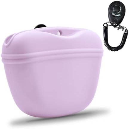 AUDWUD Silicone Dog Treat Pouch with Clicker Magnetic Closure Secure Clip