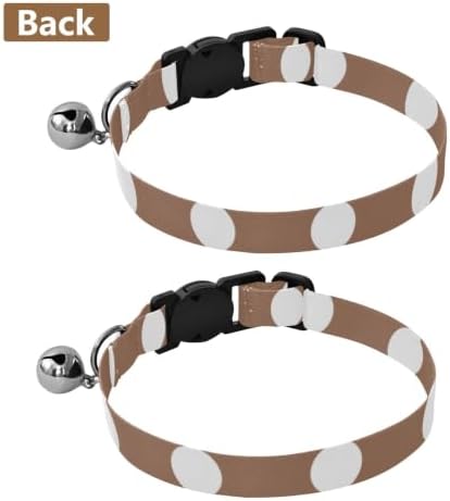 White Brown Retro Polka Dot Adjustable Buckle Kitten Collars 2 Pack Dog Collars for Small Dogs