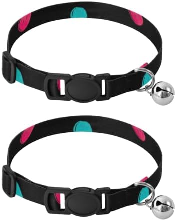 Crayon Polka Dots Black Collar for Kitten, 2 Pack Kitten Collar with Bell