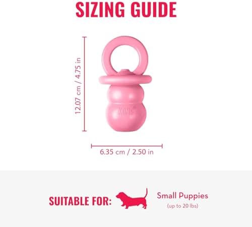 KONG Puppy Binkie - Pacifier Dog Toy for Puppies - Stuffable Treat Chew Toy for Treats - Durable Natural Rubber for Teething Puppy - for Small Puppies - Pink (Pack of 3)