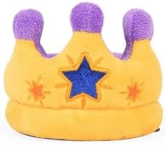 P.L.A.Y. Cute Plush Dog Toys - Birthday Party Celebration Themed Durable Squeaker Toy, Great for Puppies & Small, Medium, Large Dogs - Machine Washable, Recycled Materials (Canine Crown, X-Small)