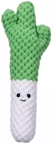 Squeaky Veggies Stuffed Dog Toy Crinkle Plush Interactive Chew Toy for Small Medium Dogs Soft Teething Puppy Toy with Sound Mental Stimulation Birthday Pet Gift (Welsh Onion)
