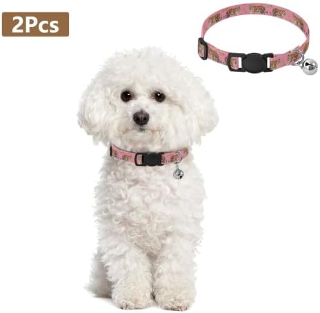 Cute Tigers Kitten Collar 2 Pack Lightweight Small Dog Collar Adjustable Length 10.6" to 17.1"