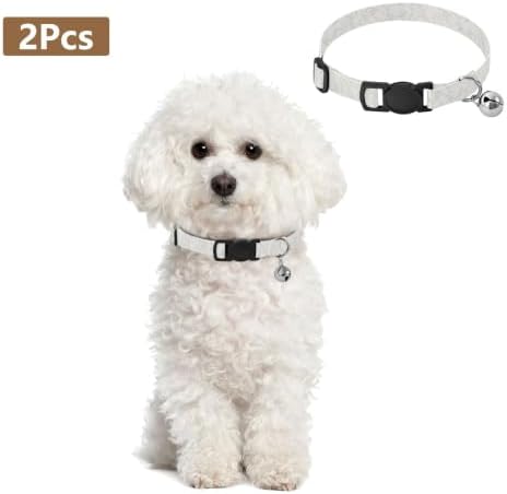 White Marble Collar for Cats, 2 Pack Cat Bell Collar